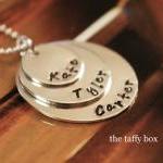 3 Disc Layered Sterling Silver Hand Stamped..
