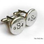 Pewter Nugget Cuff Links - Hand Stamped