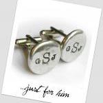 Pewter Nugget Cuff Links - Hand Stamped
