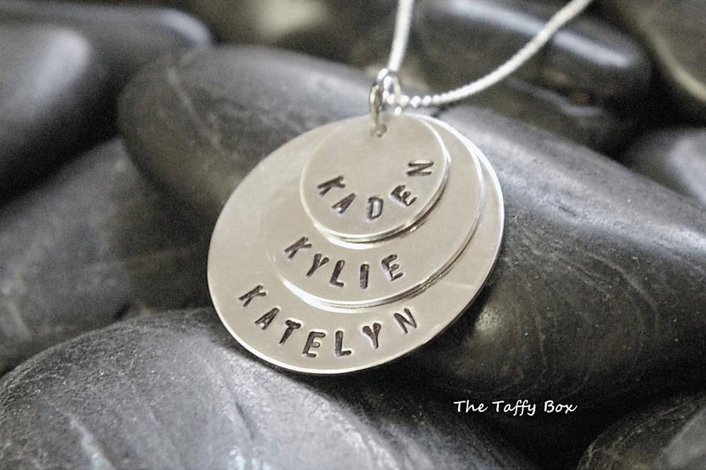 3 Disc Layered Sterling Silver Hand Stamped Necklace