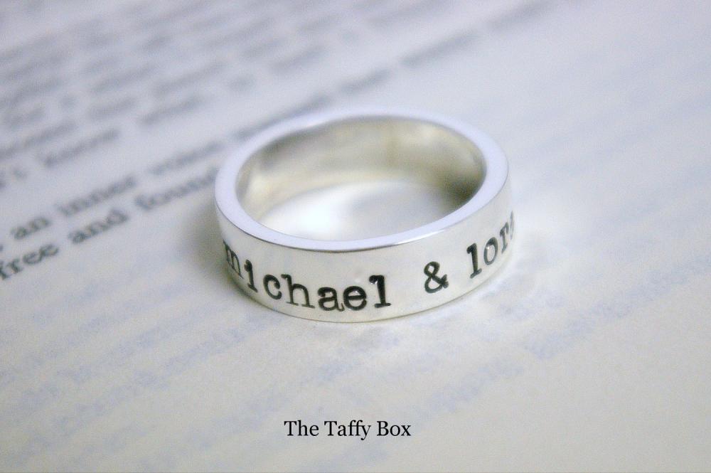 Wide Sterling Silver Hand Stamped Band Ring